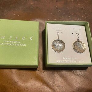 Women's Sterling Silver Dangling Medalion Earrings Made in Mexico